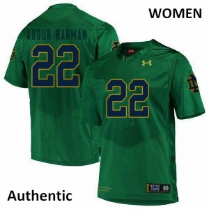 Womens Notre Dame Fighting Irish Kendall Abdur-Rahman #22 Authentic Green University Jersey 988740-666