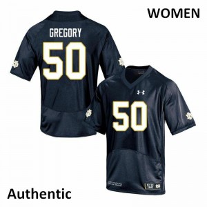 Women's Notre Dame Fighting Irish Reed Gregory #50 Navy Authentic Stitch Jersey 556371-979