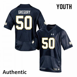 Youth Notre Dame Fighting Irish Reed Gregory #50 Authentic Official Navy Jersey 348465-861