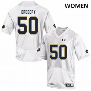 Women Notre Dame Fighting Irish Reed Gregory #50 White NCAA Game Jerseys 960984-775